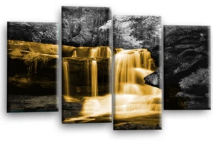 Large Waterfall Canvas Print Wall Art Orange Grey White Landscape Split Panel - Picture 1 of 6