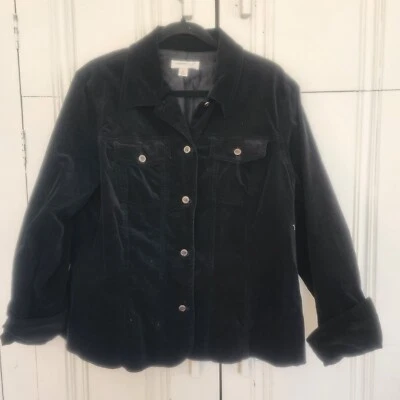 Coldwater Creek 1 X теплый черный бархат пиломатериалы Jack рубашка куртка на пуговицах богемное  - Изображение 1 из 4