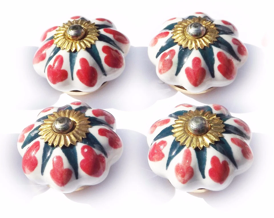 Ceramic Knobs Glass Pulls Handles for door drawer Cabinets Cupboard Wardrobe x 4 - Image 1 of 1