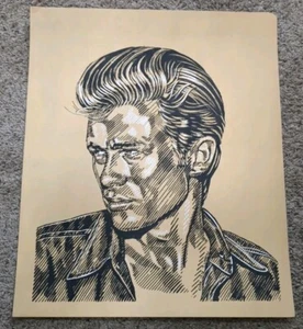 JAMES DEAN, Pen Ink Line Art 1978 T. Lakomy ART Original? Rebel Without A Cause - Picture 1 of 12