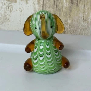 Lenox Glas Elefant Figur grün weiß Bernstein Wirbel Murano Stil Sammlerstück - Bild 1 von 5