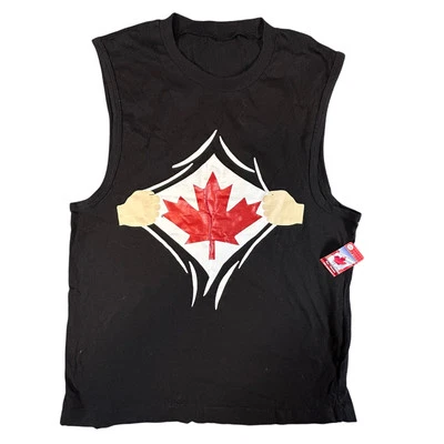 Nueva camiseta sin mangas Canada Maple Leaf Superman 100 % algodón para hombre talla pequeña negra Foto 1 de 4