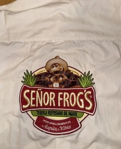 Vtg Senor Frogs Button Shirt Men L White Tequila Embroidered Acapulco, Mexico - Picture 1 of 11