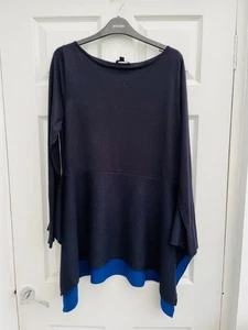 COS Pullover marine & königsblau 93% Wolle Langarm Schößchen asymmetrisch Gr. 16 L neuwertig - Bild 1 von 4