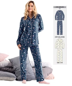 Pigiama donna aperto in caldo micro-pile coral Infiore Space Trip SPC652845 - Picture 1 of 1