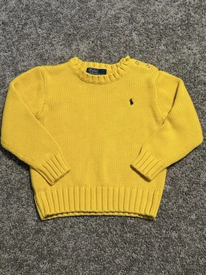 RALPH LAUREN POLO TEJIDO CABLE SUÉTER DE COLECCIÓN Y2K AÑOS 90 AMARILLO CUELLO REDONDO JUVENIL TALLA 5 Foto 1 de 4