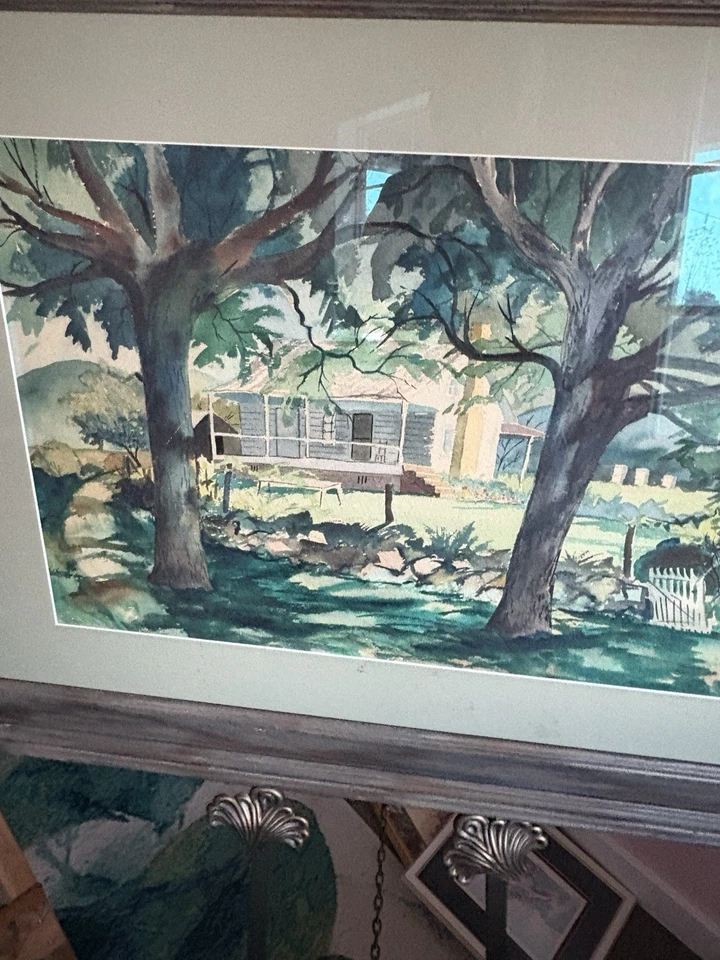 “Ben Earl Loney Original Grande Aquarela Paisagem – Fazenda Assinada 31x41” - Imagem 1 de 4