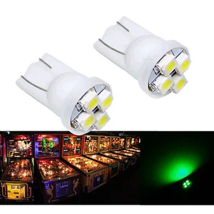 PA 10x #555 T10 4 SMD LED Arcade Pinball Machine Light Bulb Green AC/ DC 6.3V - Picture 1 of 5