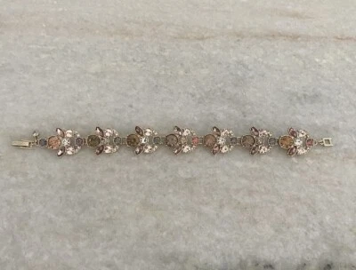Beautiful Pink Purple Givenchy Rhinestone Flower Tennis Bracelet  - Image 1 of 4