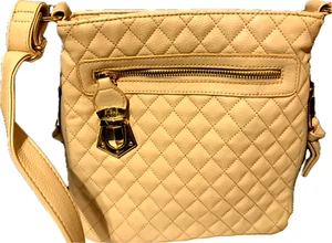 STEVE MADDEN DAMEN CROSSBODY TASCHE / MIT REISSVERSCHLUSS MEDAILLON / BEIGE - Bild 1 von 4