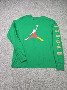 Jordan Shirt Mens Medium Green Long Sleeve T Shirt Spellout Jumpman Logo - Picture 1 of 17