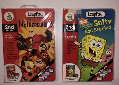 NEW NIP (Lot of 2) Leap Frog Pad Book & Cartridge Disney Incredibles  Sponge Bob - Image 1 of 2