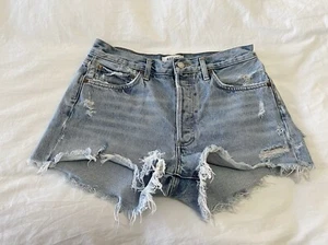 Agolde | Women’s SZ 27 | Parker Button Fly Cut Off Distressed Denim Shorts - Picture 1 of 10