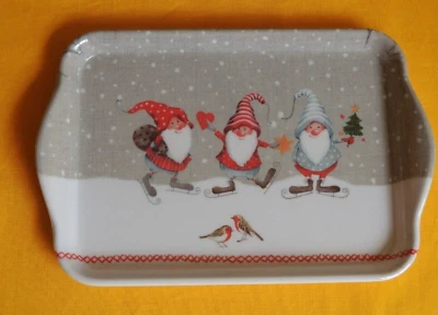 Ambiente 1x Tablett Zwerge Wichteln 13 x 21 cm trays Winter Weihnachten Schlitts - Bild 1 von 2