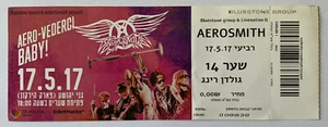 AEROSMITH Aero-Vederci Baby Tour 2017 Tel-Aviv Israel - TALÓN COMPLETO DE ENTRADAS PARA CONCIERTO - Imagen 1 de 2