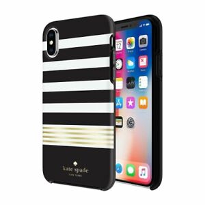 Kate Spade New York Black/White/Gold Stripe for iPhone X/XS Defensive Hard Case
