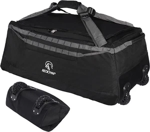 140L Foldable Duffle Bag with Wheels and Backpack Straps, 1680D Oxford, Black - Picture 1 of 8