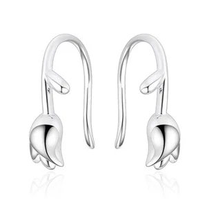 Venta al por mayor Mujer Plata Esterlina 925 Flor Tulipán Pendientes Gancho Oreja Regalo - Imagen 1 de 5