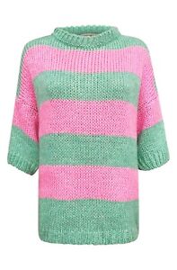 BRAND NEW Wool Jumper Size S,M,L Pink Green stripe Wool Cashmere Next Day