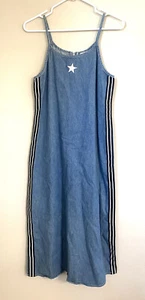 Vintage 90s Denim Dress Long Sleeveless SZ 16 Stripes White Star - Picture 1 of 8