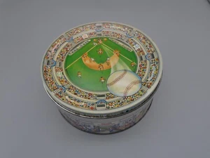 Vintage 3D Baseball Game Ballpark Stadium Tin Box Embossed Metal Container 7" - Picture 1 of 15