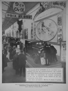 PUBLICITÉ PRESSE 1931 CITROEN C4 MAGASIN CITROËN-PLACE DE L'EUROPE - ADVERTISING - Imagen 1 de 1