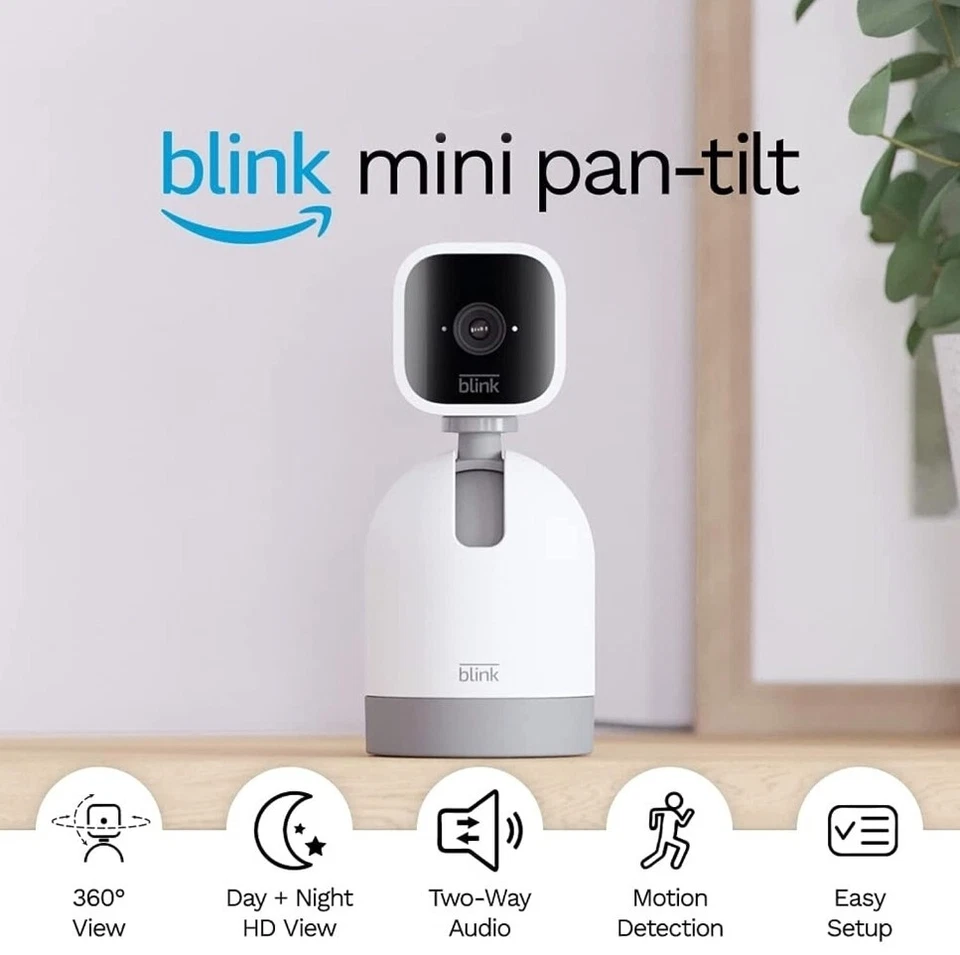 New Blink Mini Pan Tilt Camera, Rotating Indoor Smart Security Camera (White) - Image 1 of 4