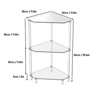 3 Tier Triangular Acrylic Corner Side Table Small Corner Side Table Bathroom AU - Picture 1 of 12
