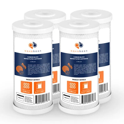 4PK of Big Blue 5 Mic Coconut Shell Carbon Block Water Filter Cartridges 10x4.5" - Image 1 of 4