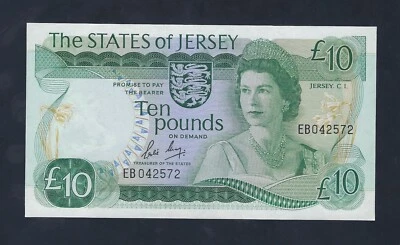 Jersey 10 Pounds 1976 - 1988 P-13 AU-UNC  UK Great Britain ENGLAND - Image 1 of 2