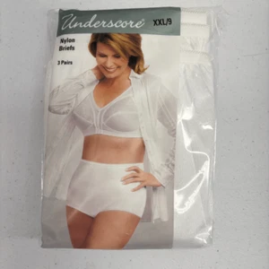 Vintage Underscore All Nylon Size 9 XXL Briefs 3 Pack Soft White Panties NEW - Picture 1 of 4