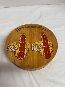 Vintage Wooden Hambuger Patty Press Unbranded Hinged Lid 5.5" - Picture 1 of 5