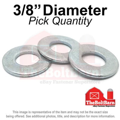 3/8" SAE Flat Washers Low Carbon Steel Zinc Plated (Pick Quantity) - Image 1 of 2