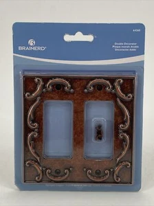 Brainerd Double Decorator Wall Switch Plate Sponged Copper French Lace 64260 - Picture 1 of 2