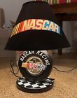 Vintage NASCAR Racing Desk Lamp Tire Checkered Night Light Lampshade + Box