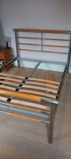 Metal and wood double bed frame - used