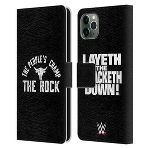 OFFICIAL WWE THE ROCK LEATHER BOOK WALLET CASE FOR APPLE iPHONE PHONES - Picture 1 of 7