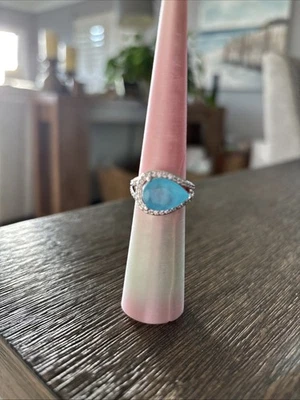 Bomb Party Size 6 Midnight’s Lullaby Aqua Blue Quartz Rhodium RG42422 - Image 1 of 3