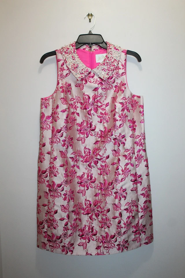 LILLY PULITZER KELLIANA SHIFT DRESS FLORAL BROCADE PASSION FRUIT PNK SZ 0 4 8 US - Image 1 of 1