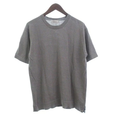 Calvin Klein Platinum Knit And Sew Cut Short Sleeve Plain Linen Blend Gray M Men - Image 1 of 4