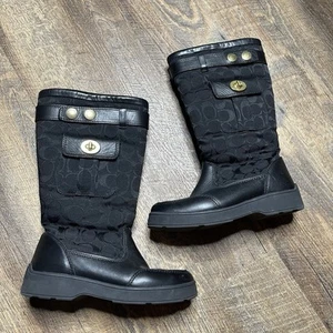 Coach Logo Damen schwarz gold Kayla Stiefel A7225 Größe 5M ohne Karton - Bild 1 von 10