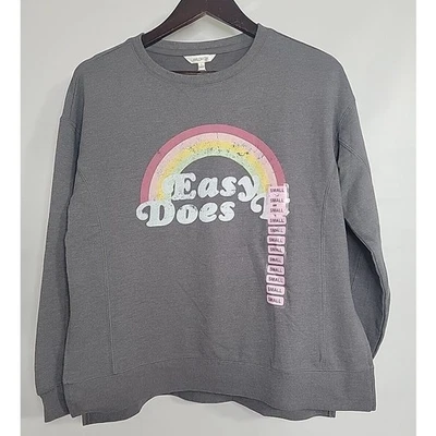 Suéter gráfico Wild Fox feminino tamanho S cinza manga longa pulôver casual novo com etiquetas - Imagem 1 de 4