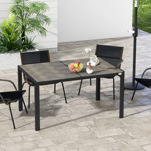 Outdoor Dining Table for 6, Aluminum Rectangular Patio Table, Gray - Picture 1 of 11