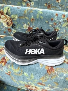 Hoka One One Womens SIZE 6 D Bondi 8 Running Hiking Walking Shoes black white - Picture 1 of 13