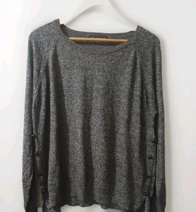 M&S Grey Jumper Long Sleeve Lightweight Cotton Blend Casual Top Large - Picture 1 of 6