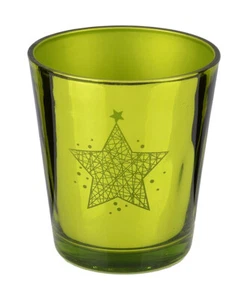 TEELICHT-HALTER AUS GLAS - "WEIHNACHTSSTERN" - GRÜN - 9 x 10 cm - Bild 1 von 1