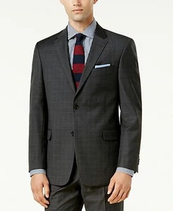 $450 Tommy Hilfiger Modern-Fit TH Flex Performance Plaid Suit Jacket -Gray - Picture 1 of 4