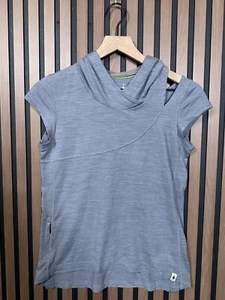 Smartwool Hoodie XS Gray Merino Wool Cut Off Shoulder Pocket Zip Stretch Top - Picture 1 of 7
