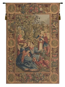 October European Medieval Renaissance Tapestry, Belgium Woven Wall Decor Art - Picture 1 of 4