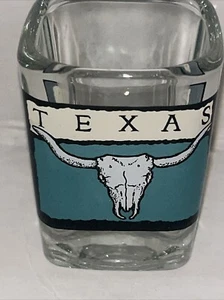 Texas USA Square Shot Glass Longhorn Logo - Picture 1 of 9